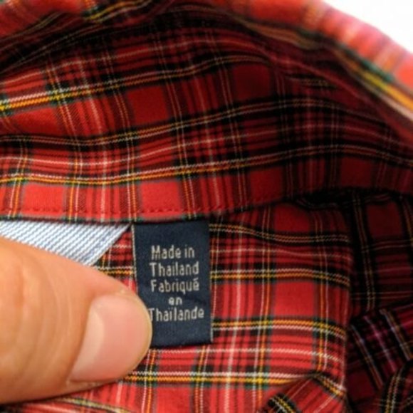 Tommy Hilfiger Men's Button Up Shirt Size 34-35 Red Plaid Long Sleeve 16.5 In - Picture 11 of 12
